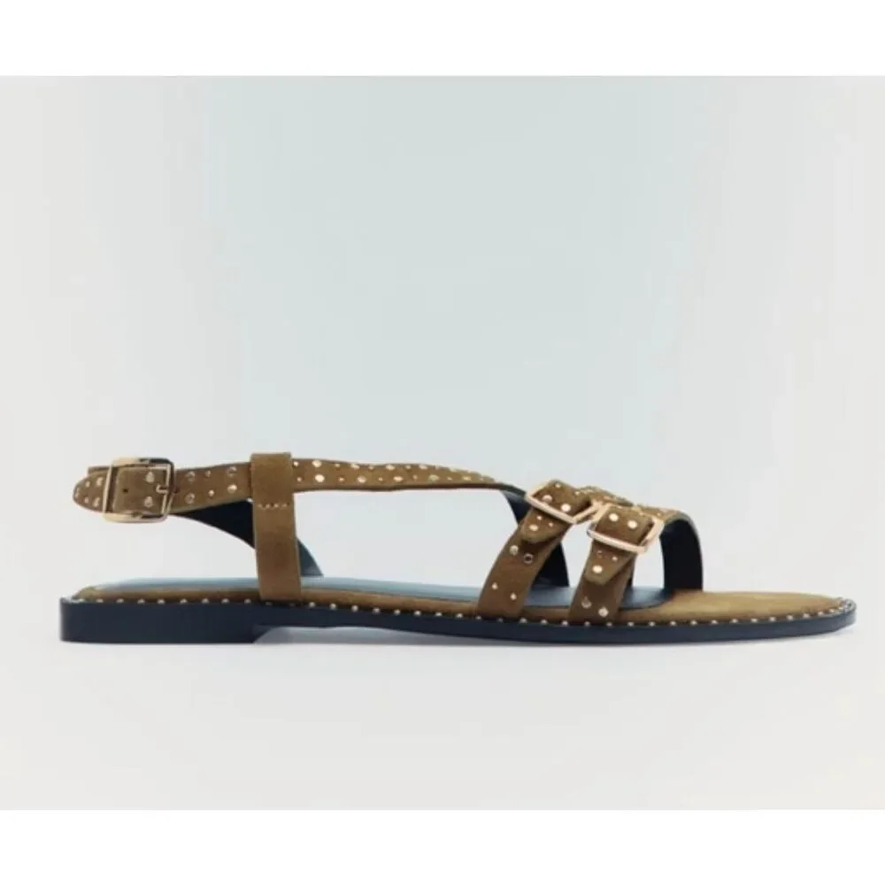 Zara Studded Suede Sandals